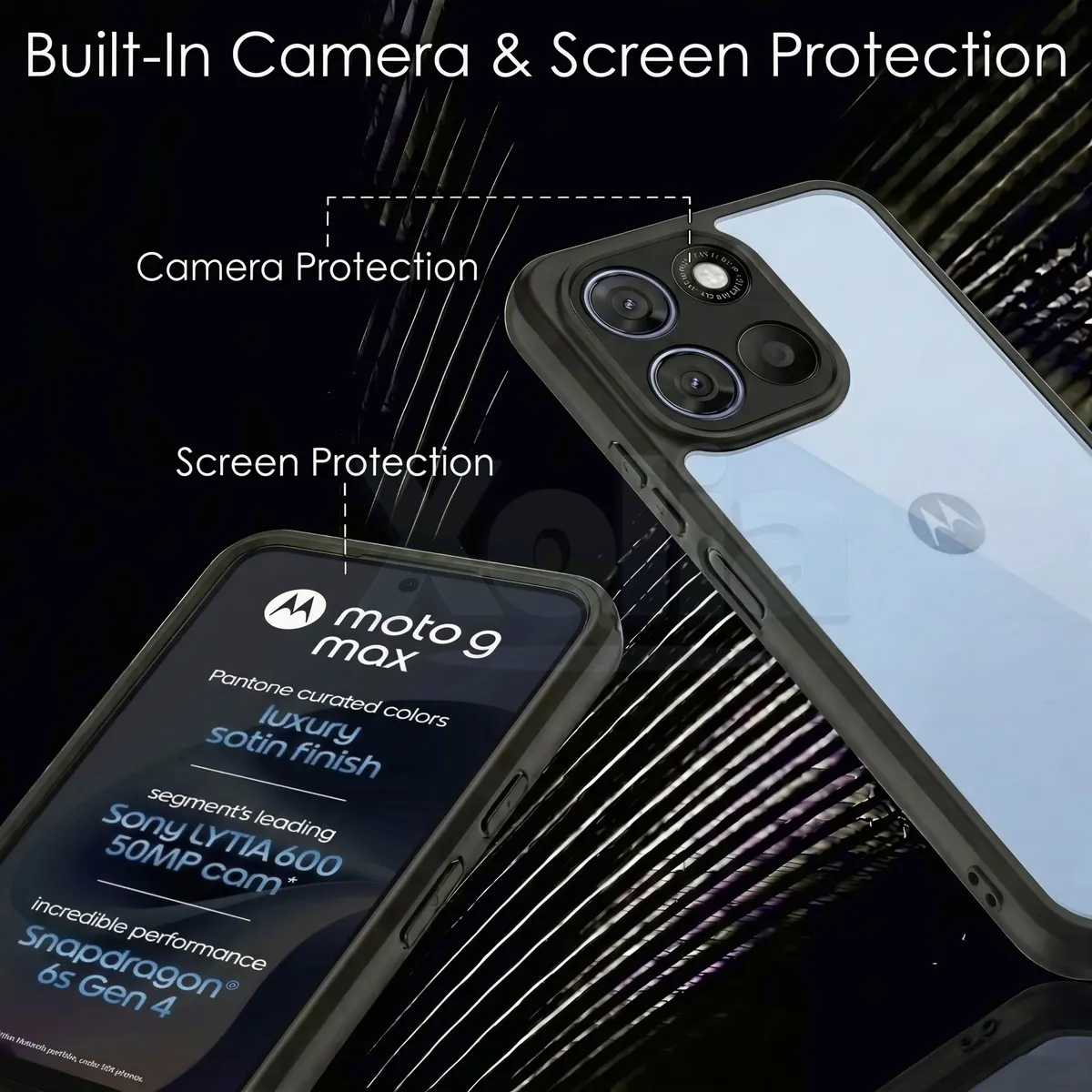 Xolia Back Cover for Motorola Moto G Max 5G (Transparent, Black, Shock Proof, Plastic, Silicon, Pack of: 1) — image 4 of 5