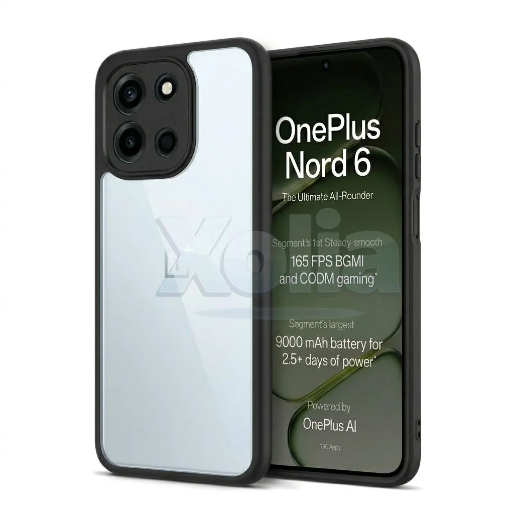 Xolia Back Cover for OnePlus Nord 6 (Transparent, Black, Shock Proof, Plastic, Silicon, Pack of: 1)