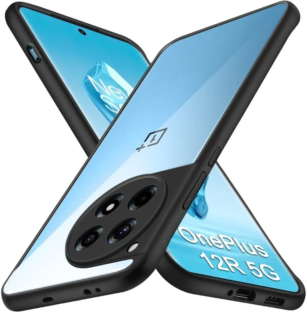 Micvir Back Cover for OnePlus 12r 5G (Transparent, Black, Shock Proof, Plastic, Silicon, Pack of: 1)