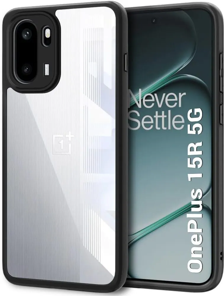 Xolia Back Cover for OnePlus 15r 5G (Transparent, Black, Shock Proof, Plastic, Pack of: 1)