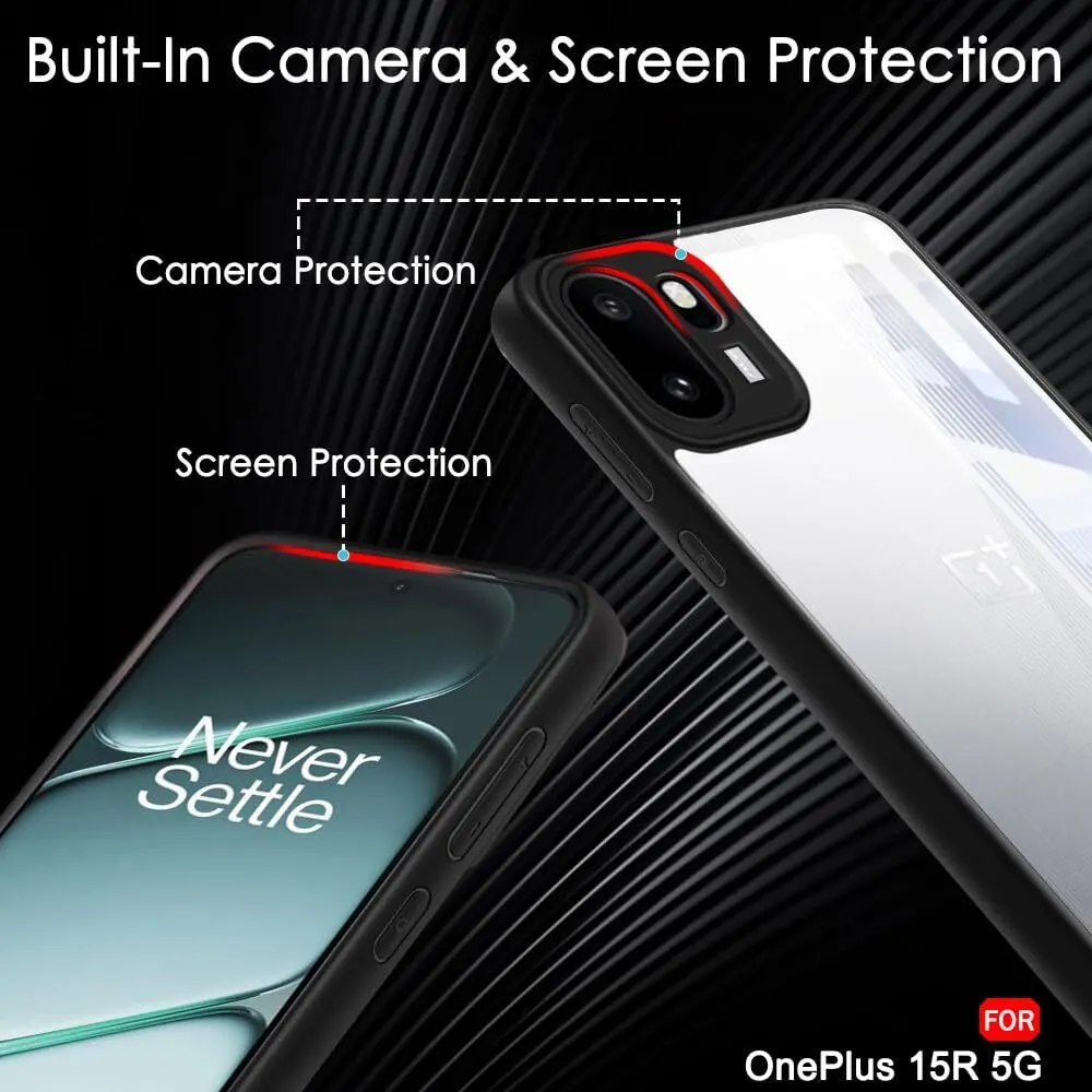 Xolia Back Cover for OnePlus 15r 5G (Transparent, Black, Shock Proof, Plastic, Pack of: 1) — image 4 of 5