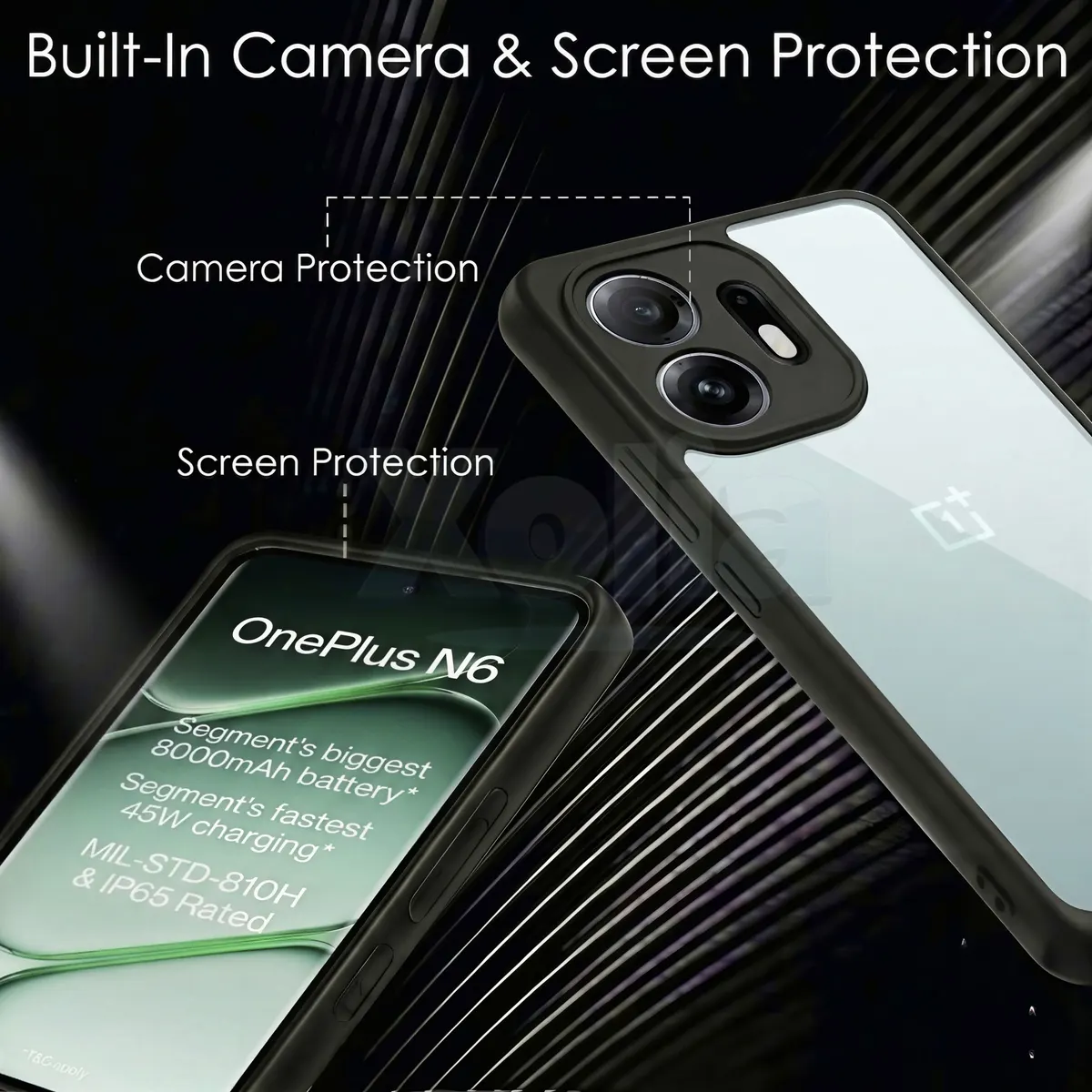 Xolia Back Cover for Oneplus N6 5G (Transparent, Black, Shock Proof, Plastic, Silicon, Pack of: 1) — image 3 of 4