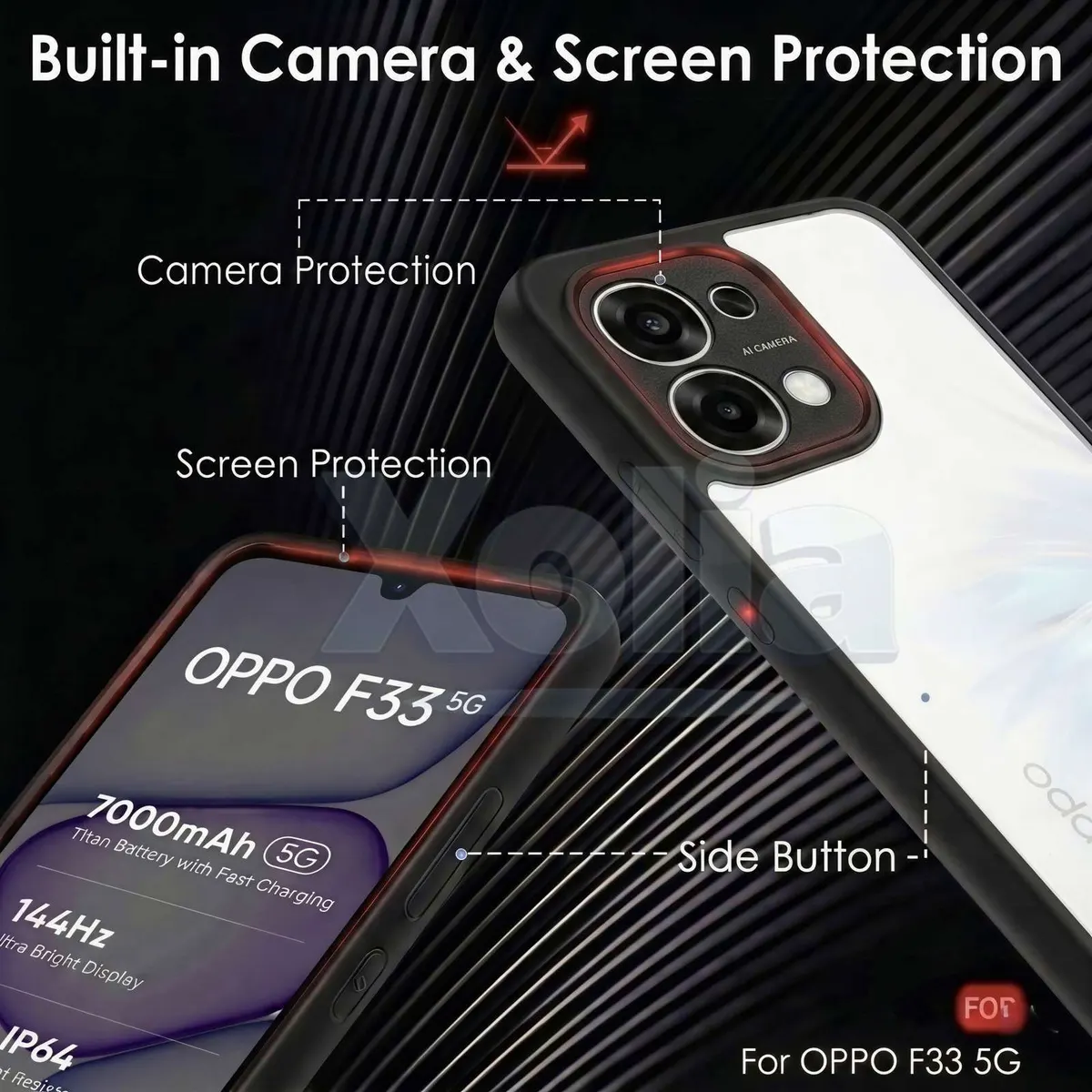 Xolia Back Cover for Oppo F31 5G (Transparent, Black, Shock Proof, Plastic, Silicon, Pack of: 1) — image 3 of 4