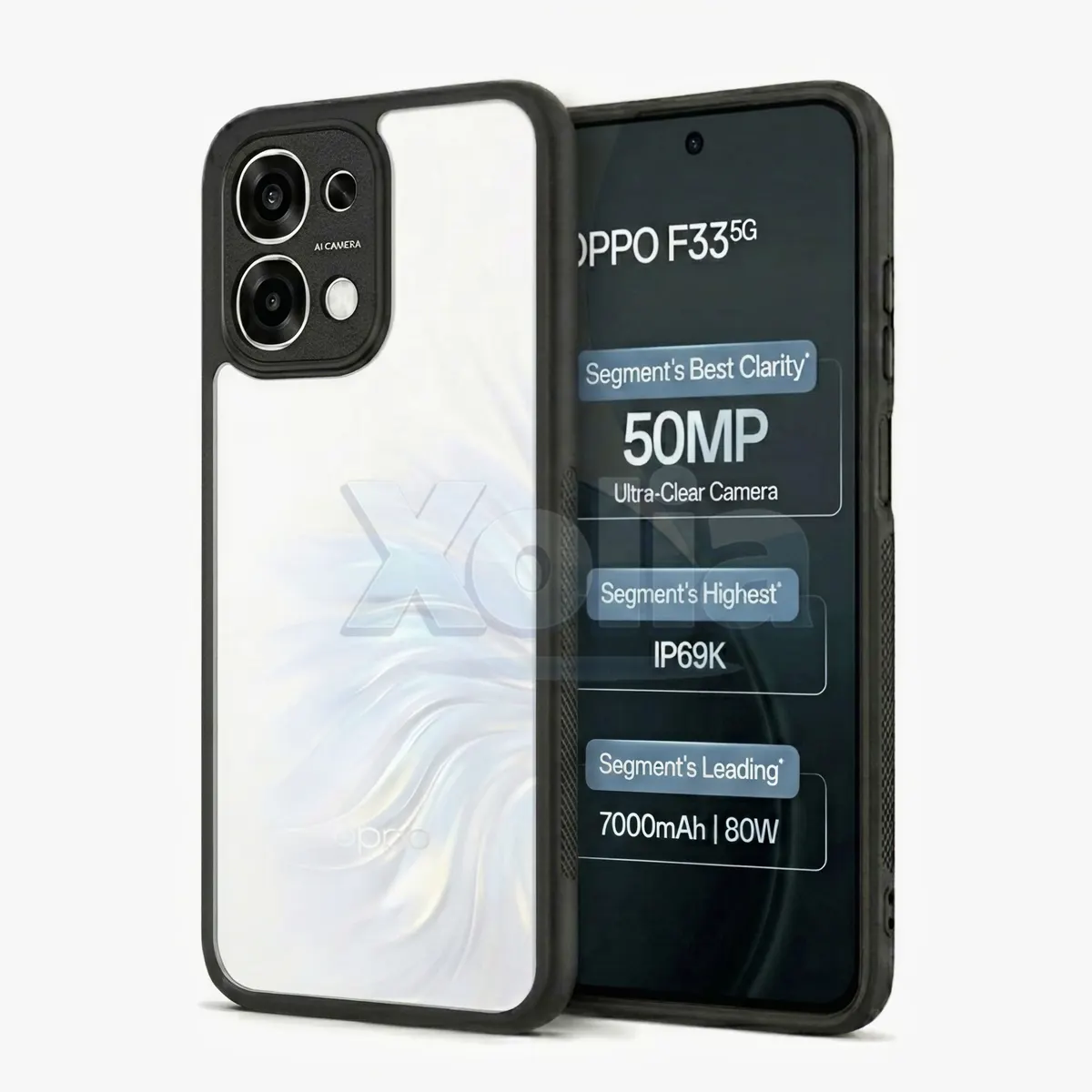 Xolia Back Cover for Oppo F33 5G (Transparent, Black, Shock Proof, Plastic, Silicon, Pack of: 1)