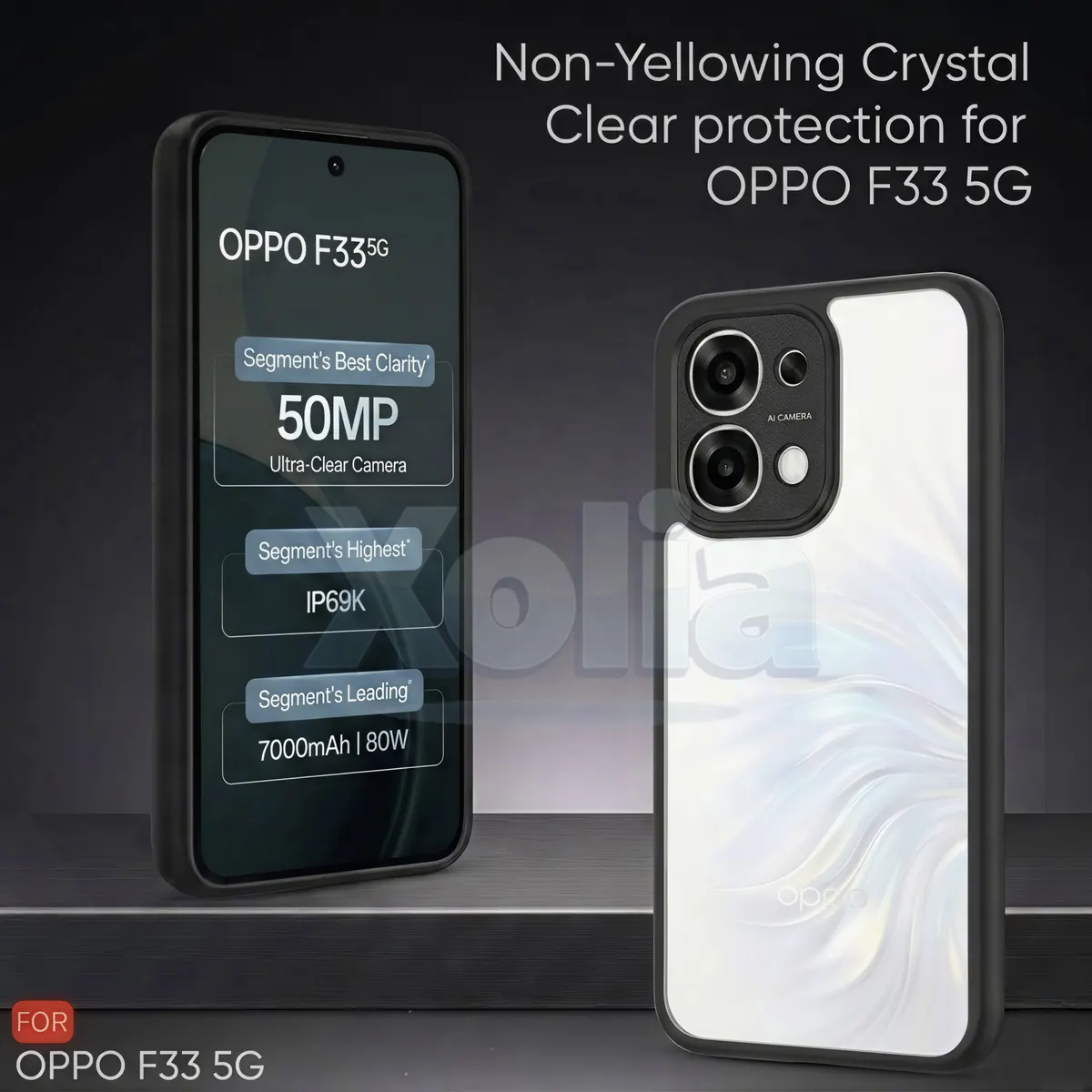 Xolia Back Cover for Oppo F33 5G (Transparent, Black, Shock Proof, Plastic, Silicon, Pack of: 1) — image 3 of 5