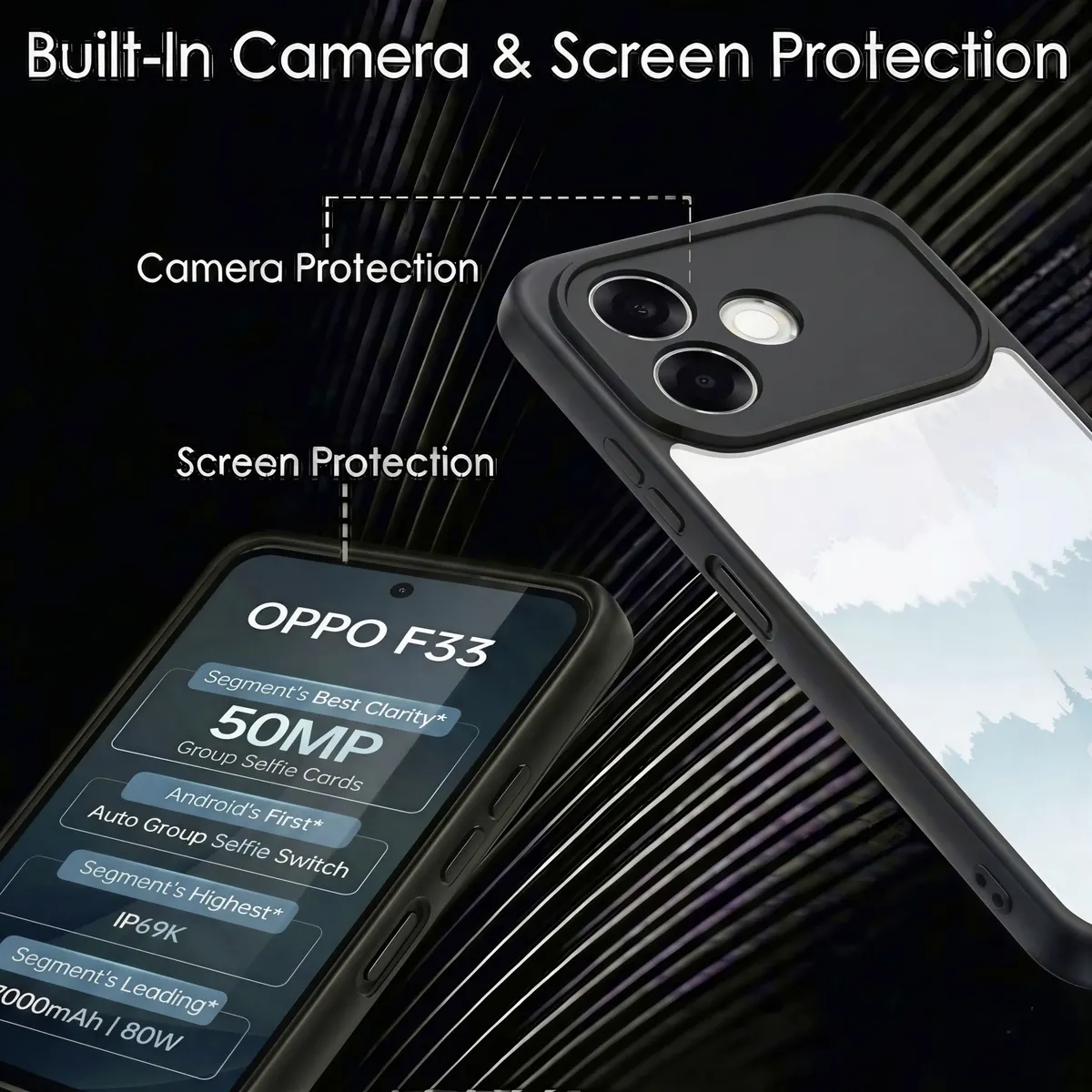 Xolia Back Cover for Oppo F33 Pro 5G (Transparent, Black, Shock Proof, Plastic, Silicon, Pack of: 1) — image 4 of 5