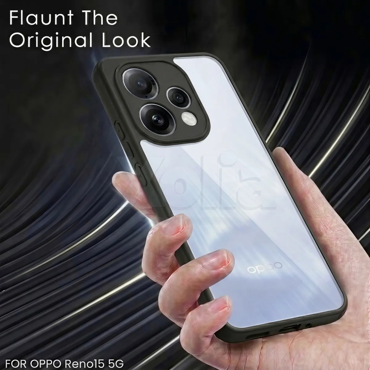 Xolia Back Cover for Oppo Reno 15 5G (Transparent, Black, Shock Proof, Plastic, Silicon, Pack of: 1) — image 5 of 5