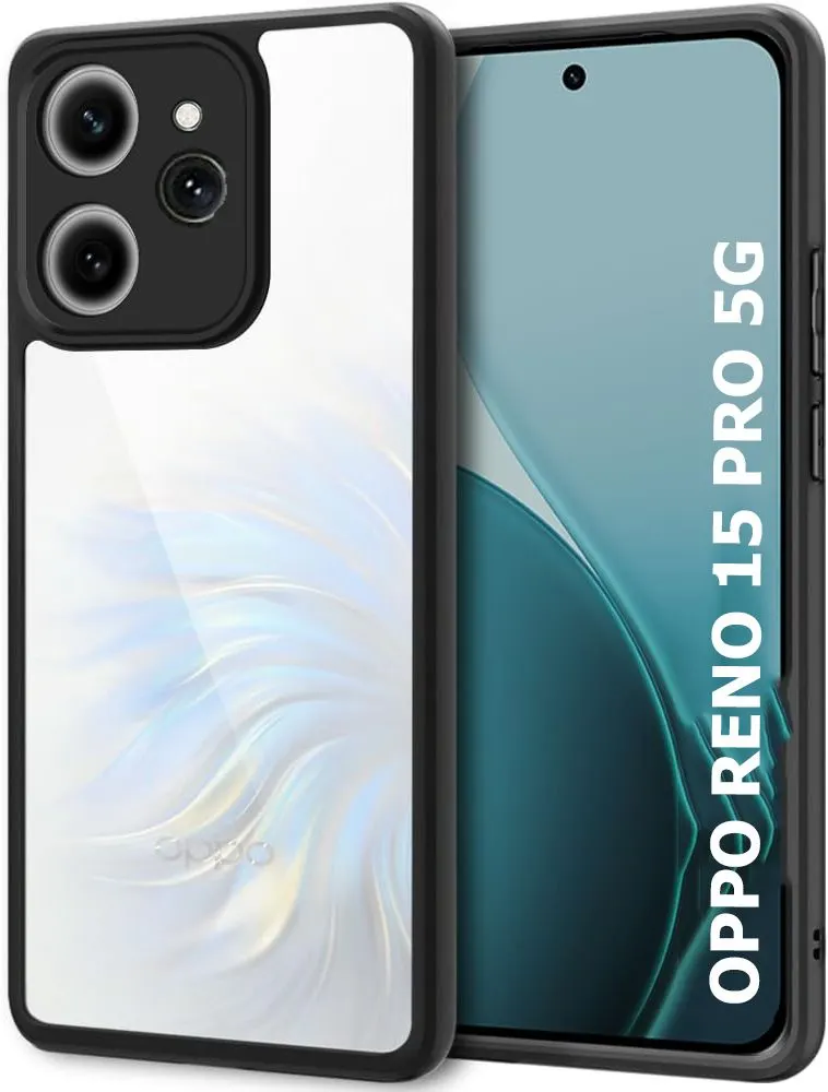 Xolia Back Cover for Oppo Reno 15 Pro 5G (Transparent, Black, Shock Proof, Plastic, Silicon, Pack of: 1)