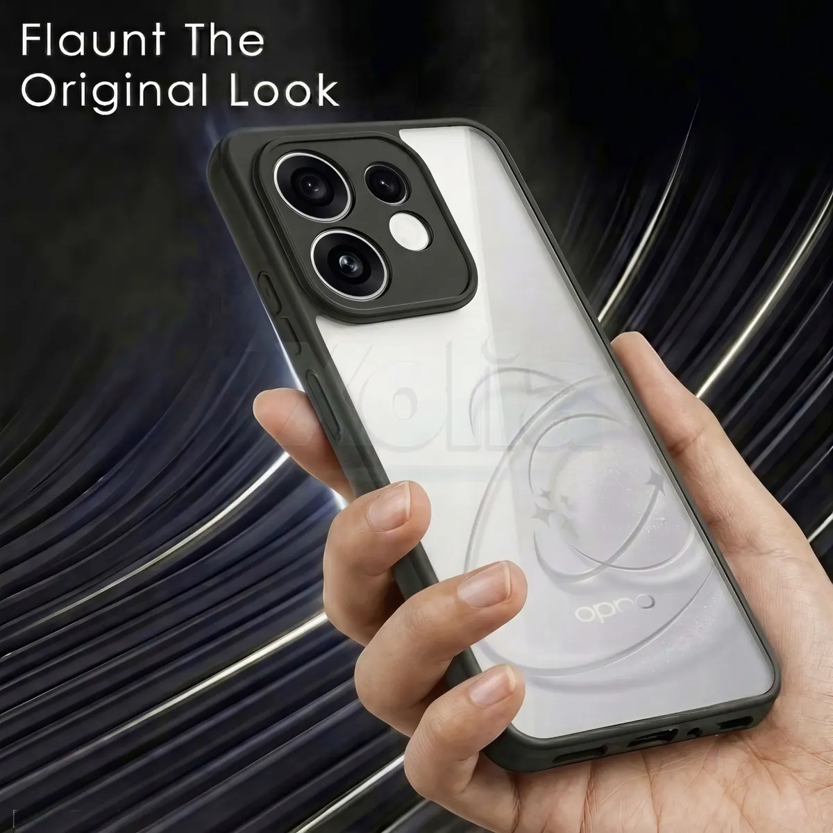 Xolia Back Cover for Oppo Reno 16 5G (Transparent, Black, Shock Proof, Plastic, Silicon, Pack of: 1) — image 4 of 4