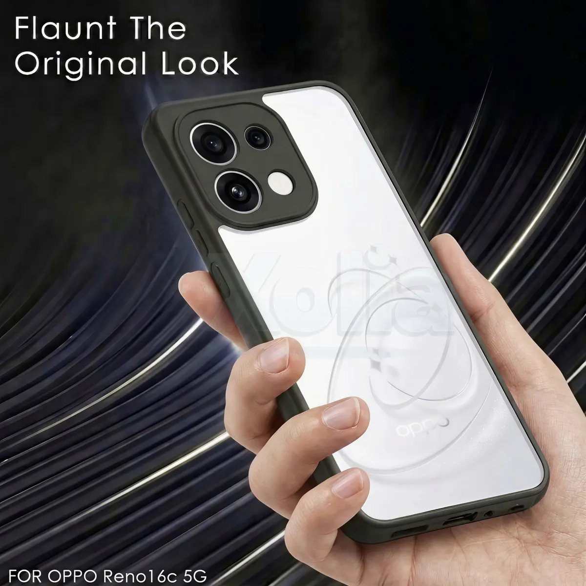 Xolia Back Cover for Oppo Reno 16c 5G (Transparent, Black, Shock Proof, Plastic, Silicon, Pack of: 1) — image 4 of 4