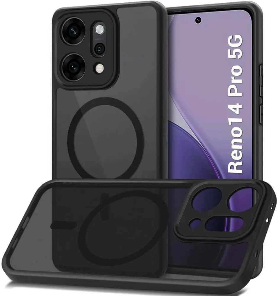 Micvir Back Cover for Oppo Reno 14 Pro 5G (Black, Shock Proof, Plastic, Silicon, Pack of: 1)