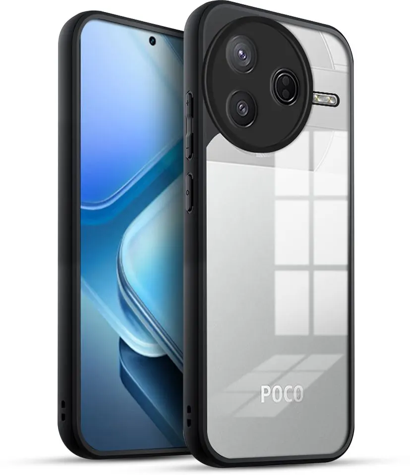 Micvir Back Cover for Poco F7 Pro (Transparent, Black, Shock Proof, Pack of: 1)