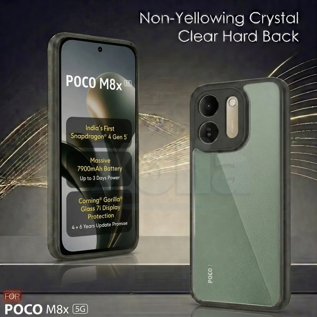 Xolia Back Cover for POCO M8x 5G (Transparent, Black, Shock Proof, Plastic, Silicon, Pack of: 1) — image 2 of 4