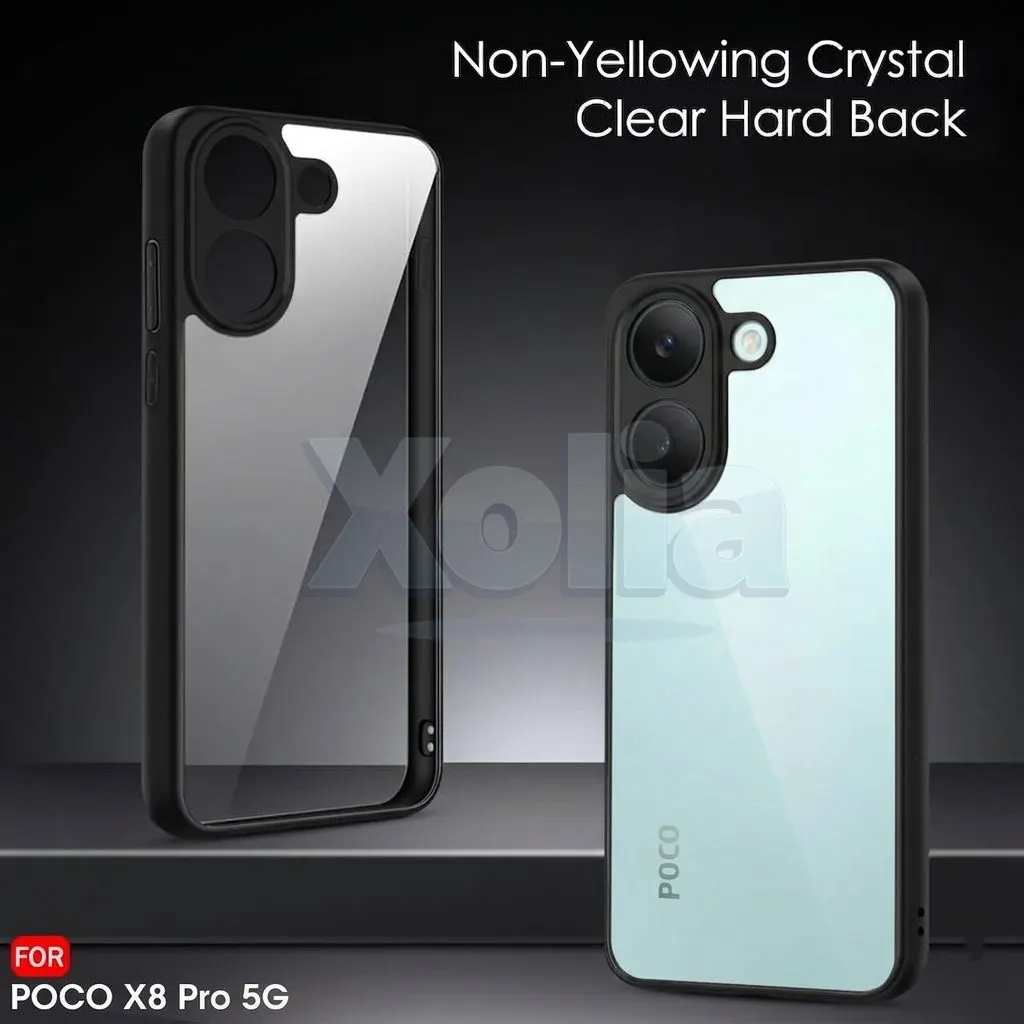 Xolia Back Cover for Poco X8 Pro 5G (Transparent, Black, Shock Proof, Plastic, Silicon, Pack of: 1) — image 2 of 4