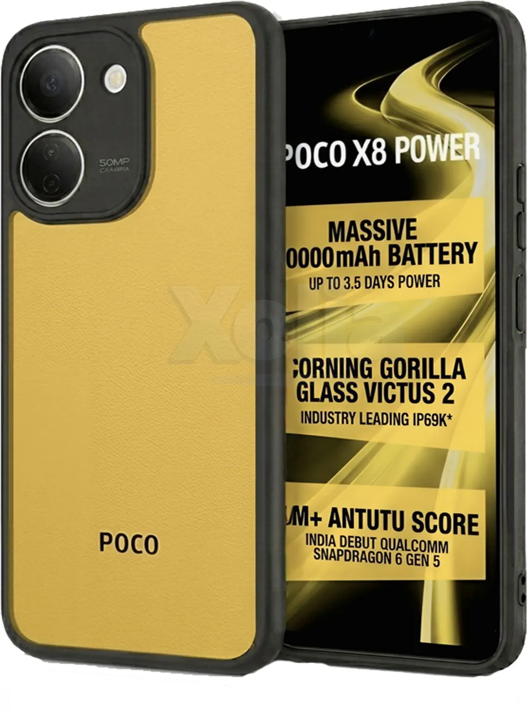 Xolia Back Cover for Poco X8 Power 5G (Transparent, Black, Shock Proof, Plastic, Silicon, Pack of: 1)