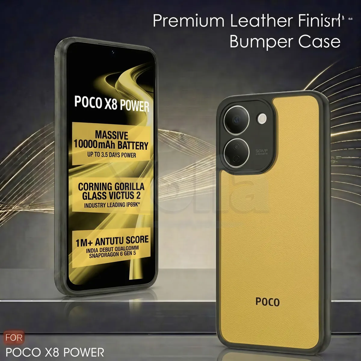 Xolia Back Cover for Poco X8 Power 5G (Transparent, Black, Shock Proof, Plastic, Silicon, Pack of: 1) — image 2 of 4