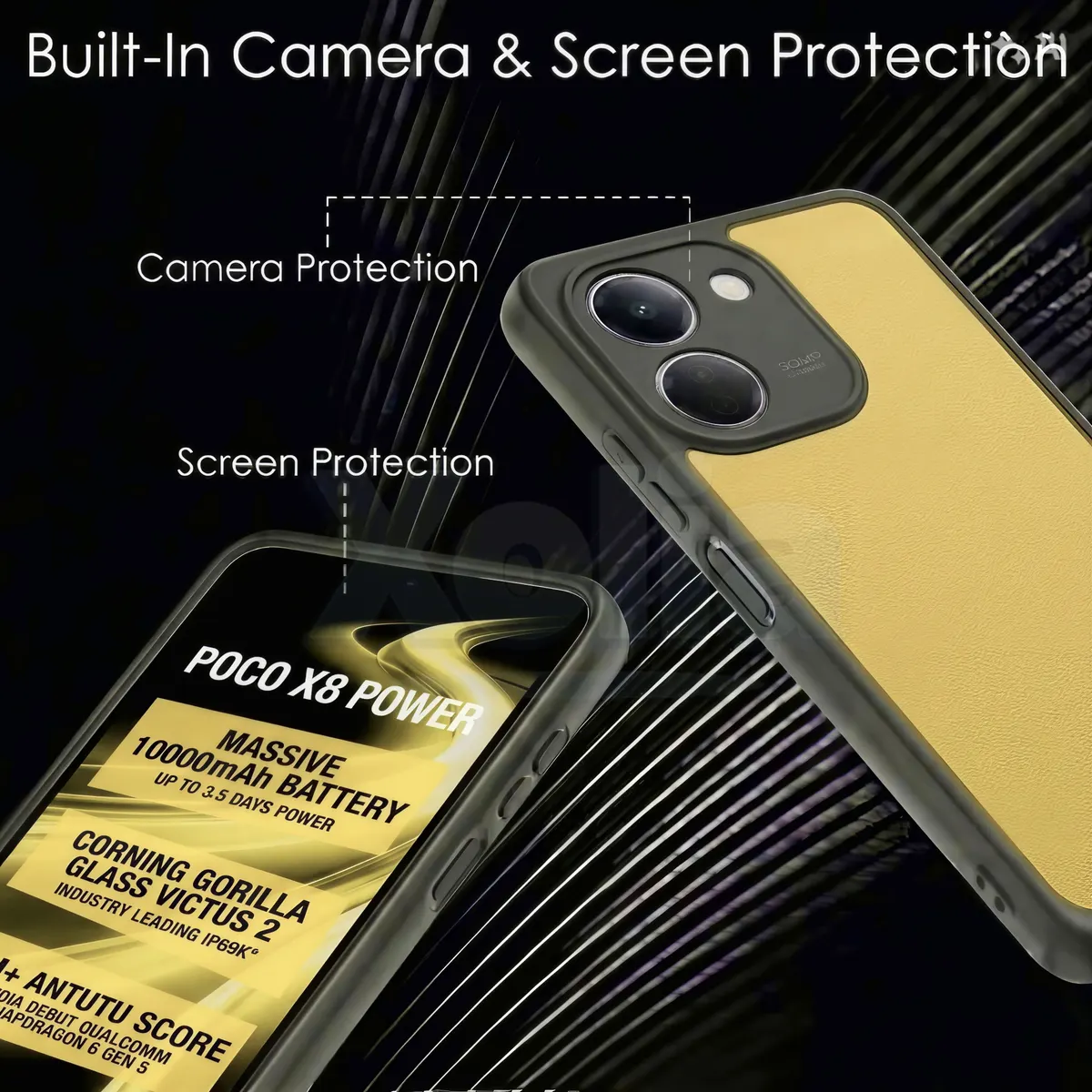 Xolia Back Cover for Poco X8 Power 5G (Transparent, Black, Shock Proof, Plastic, Silicon, Pack of: 1) — image 3 of 4