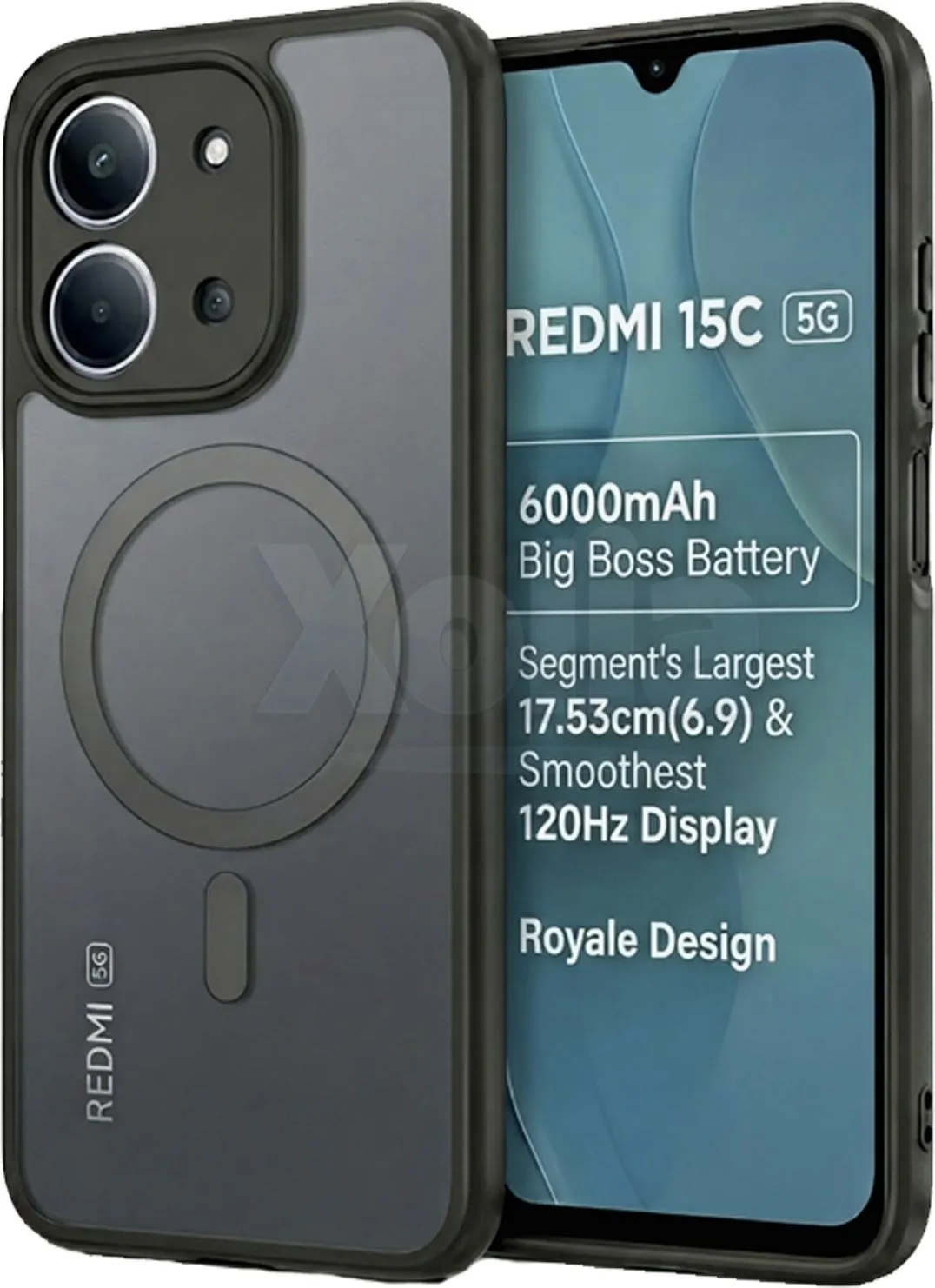 Xolia Back Cover for Redmi 15c 5G (Black, Shock Proof, Plastic, Pack of: 1)