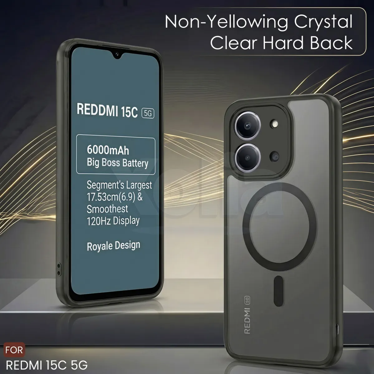 Xolia Back Cover for Redmi 15c 5G (Black, Shock Proof, Plastic, Pack of: 1) — image 3 of 5