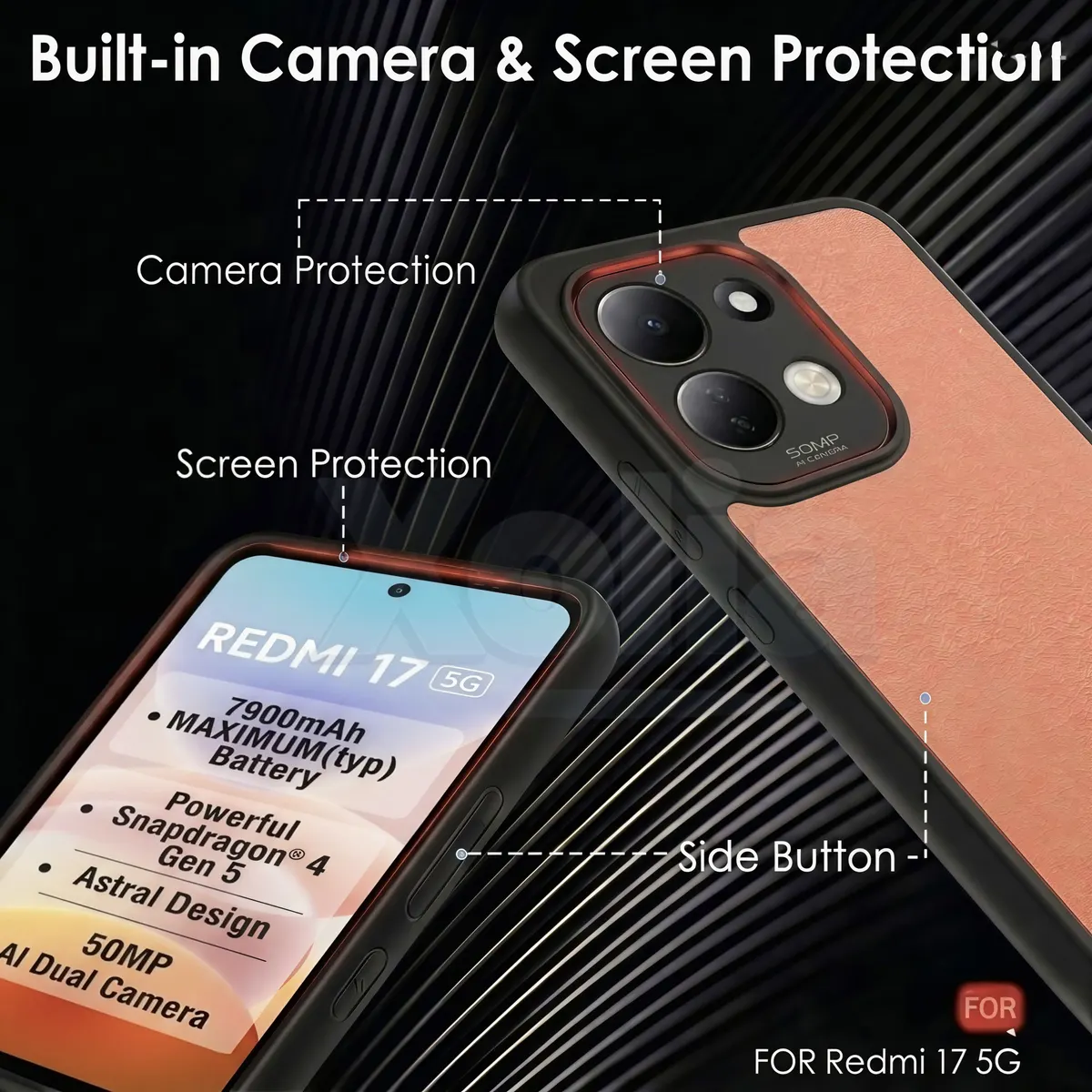 Xolia Back Cover for Redmi 17 5G (Transparent, Black, Shock Proof, Plastic, Silicon, Pack of: 1) — image 4 of 5
