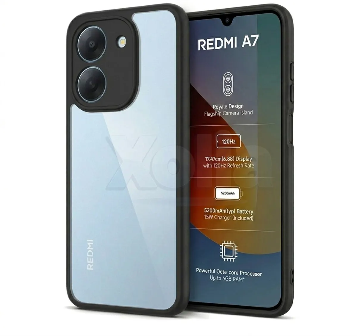 Xolia Back Cover for Redmi A7 5G (Transparent, Black, Shock Proof, Plastic, Silicon, Pack of: 1)