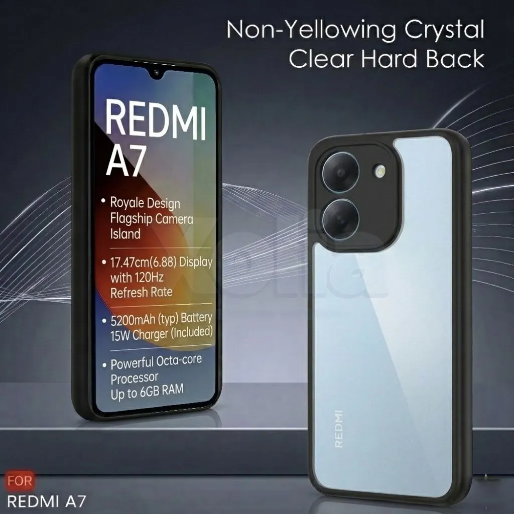 Xolia Back Cover for Redmi A7 5G (Transparent, Black, Shock Proof, Plastic, Silicon, Pack of: 1) — image 2 of 4