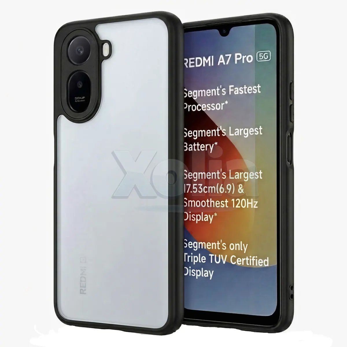 Xolia Back Cover for Redmi A7 Pro 5G (Transparent, Black, Shock Proof, Plastic, Silicon, Pack of: 1)