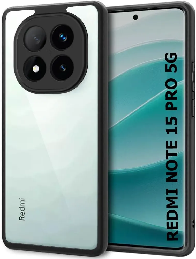 Xolia Back Cover for Redmi Note 15 Pro 5G (Transparent, Black, Shock Proof, Plastic, Silicon, Pack of: 1)