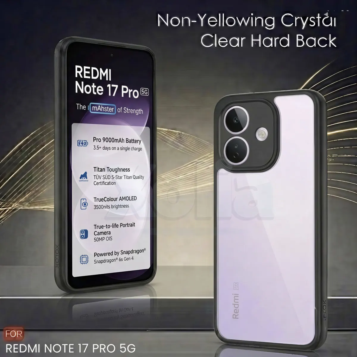 Xolia Back Cover for Redmi Note 17 Pro 5G (Transparent, Black, Shock Proof, Plastic, Silicon, Pack of: 1) — image 2 of 4