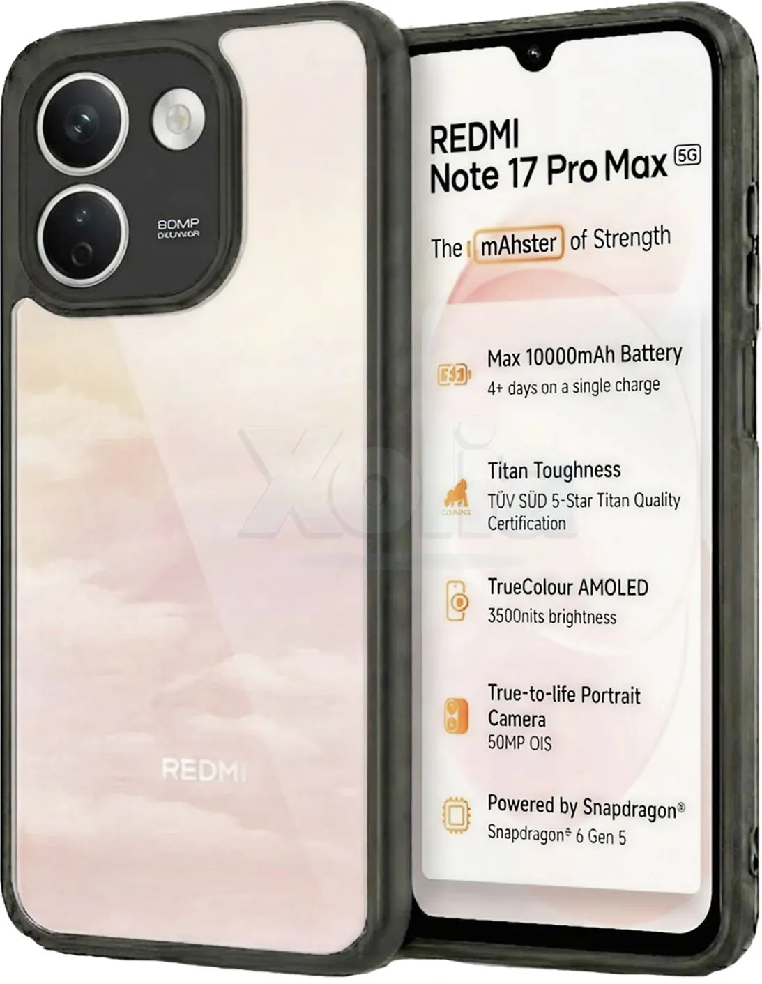 Xolia Back Cover for Redmi Note 17 Pro Max 5G (Transparent, Black, Shock Proof, Plastic, Silicon, Pack of: 1)