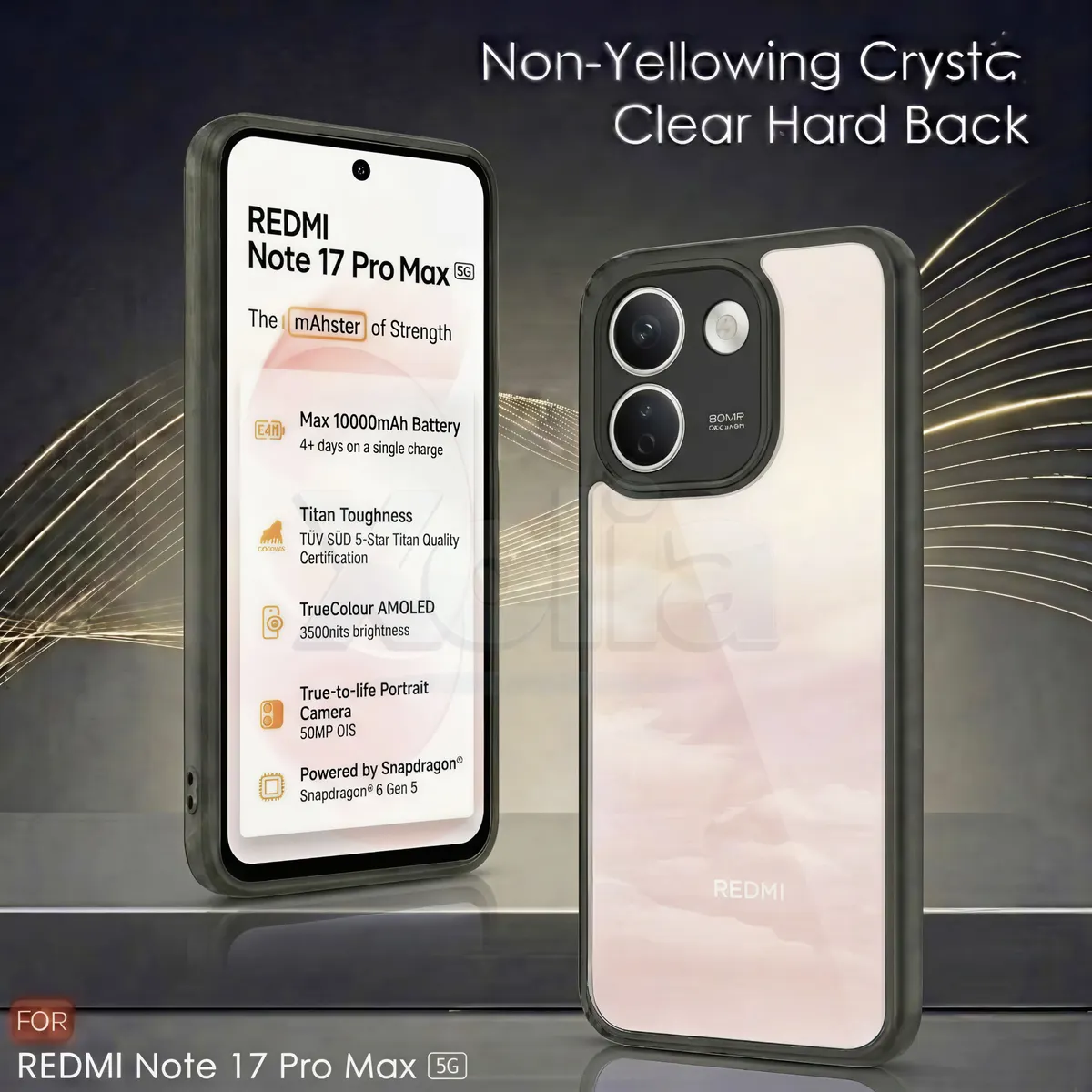 Xolia Back Cover for Redmi Note 17 Pro Max 5G (Transparent, Black, Shock Proof, Plastic, Silicon, Pack of: 1) — image 3 of 5