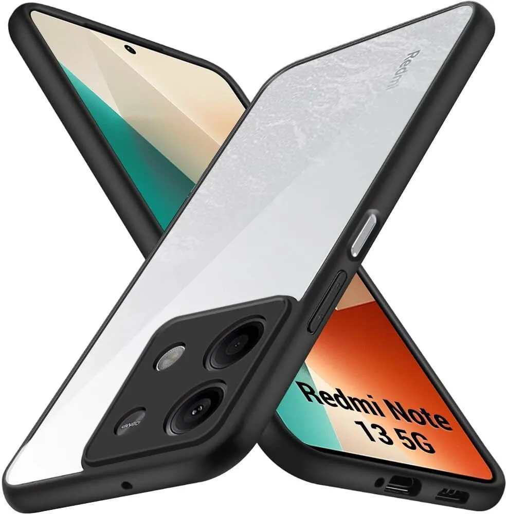 Micvir Back Cover for realme 13 5G (Transparent, Black, Plastic, Silicon, Pack of: 1)