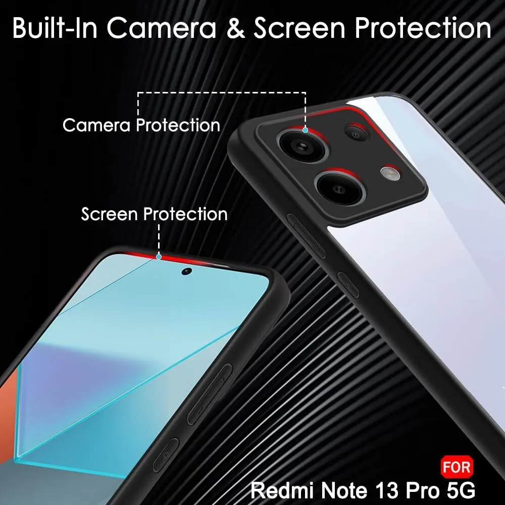 Micvir Back Cover for Redmi Note 13 Pro 5G (Transparent, Black, Shock Proof, Plastic, Silicon, Pack of: 1) — image 3 of 5