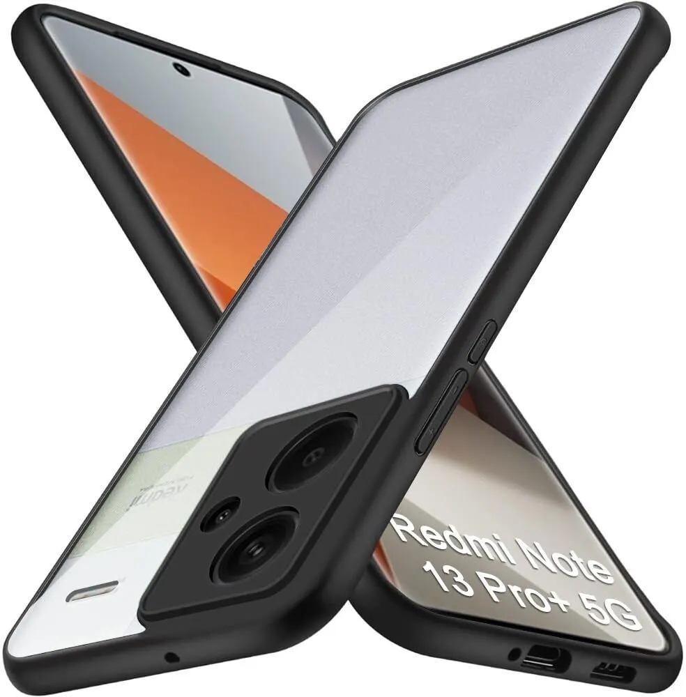 Micvir Back Cover for Redmi Note 13 Pro Plus 5G (Transparent, Black, Shock Proof, Plastic, Silicon, Pack of: 1)