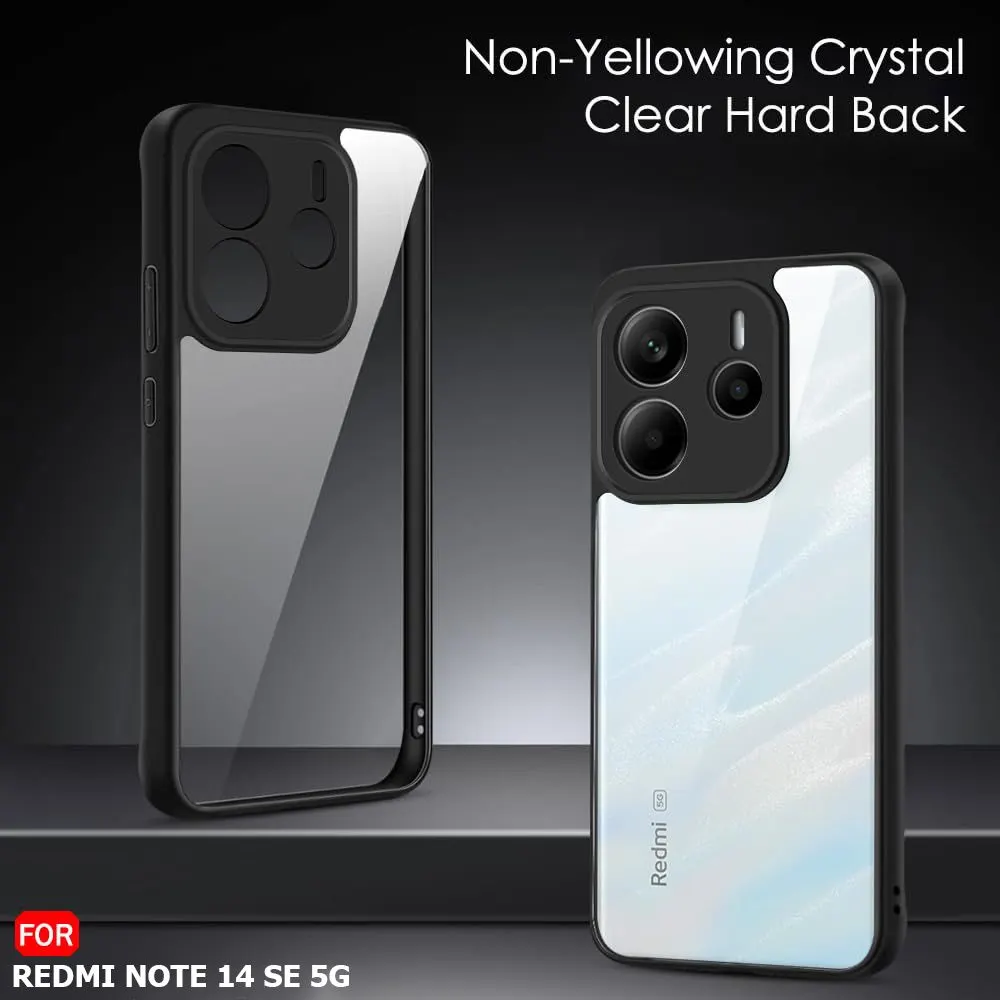 Micvir Back Cover for Redmi Note 14 SE 5G (Transparent, Black, Shock Proof, Plastic, Silicon, Pack of: 1) — image 2 of 5