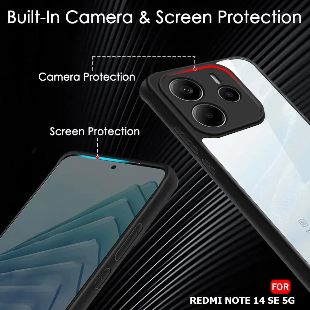 Micvir Back Cover for Redmi Note 14 SE 5G (Transparent, Black, Shock Proof, Plastic, Silicon, Pack of: 1) — image 3 of 5