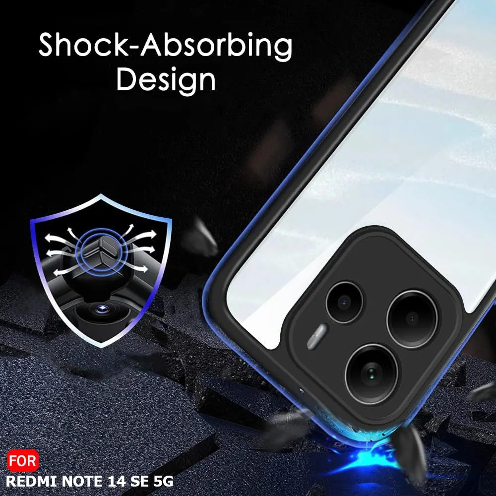 Micvir Back Cover for Redmi Note 14 SE 5G (Transparent, Black, Shock Proof, Plastic, Silicon, Pack of: 1) — image 4 of 5