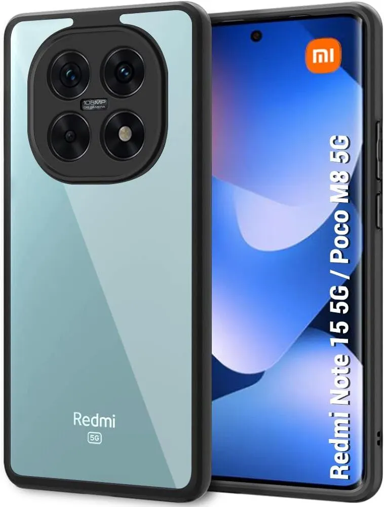Xolia Back Cover for Redmi Note 15 5G (Transparent, Black, Shock Proof, Plastic, Silicon, Pack of: 1)