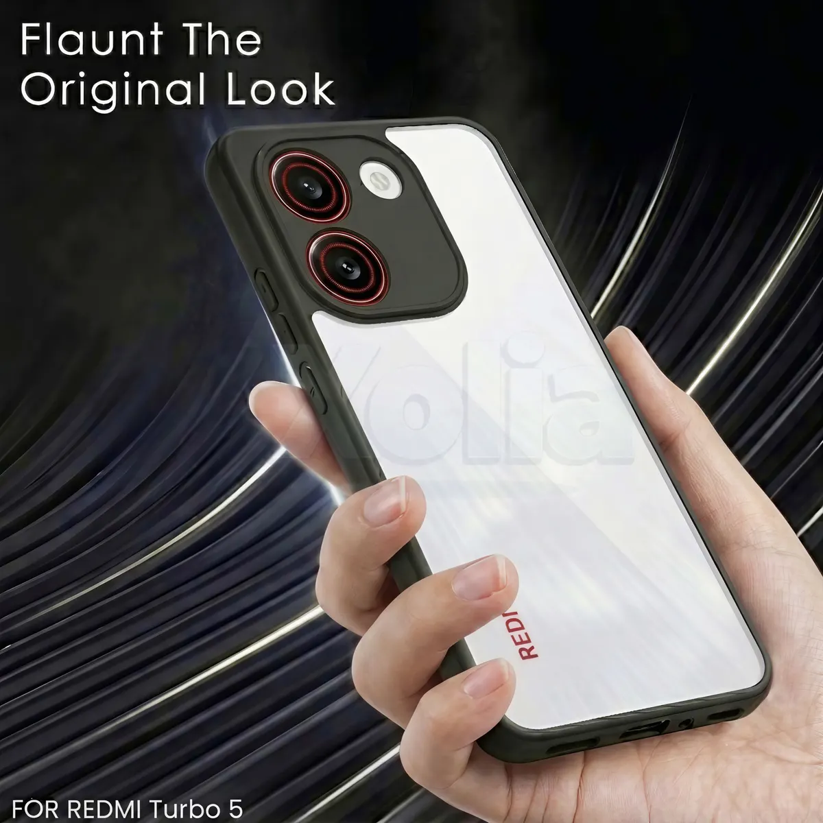 Xolia Back Cover for Redmi Turbo 5 5G (Transparent, Black, Shock Proof, Plastic, Silicon, Pack of: 1) — image 5 of 5