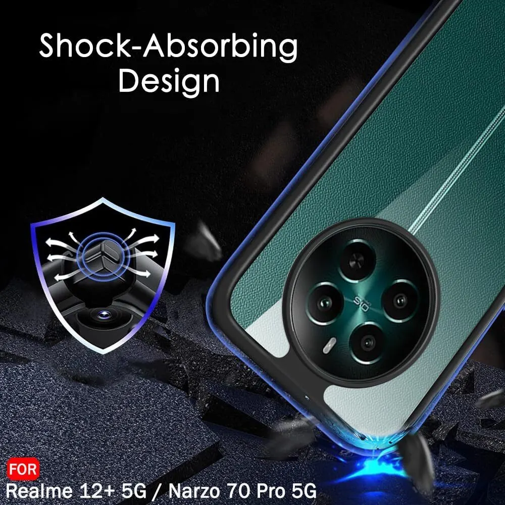 Micvir Back Cover for Realme 12 Plus 5G (Transparent, Black, Shock Proof, Plastic, Silicon, Pack of: 1) — image 3 of 5