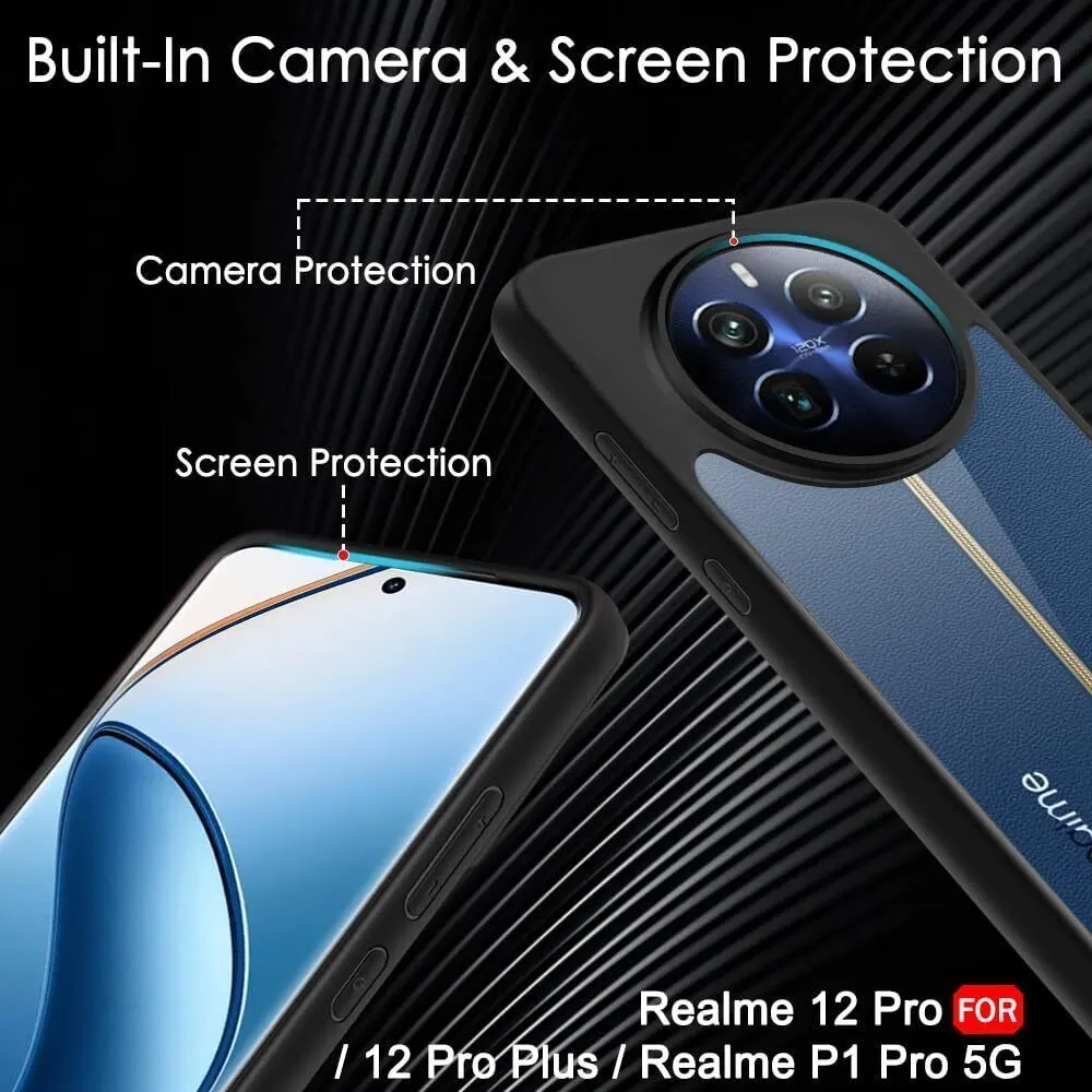Micvir Back Cover for Realme 12 Pro 5G, Realme 12 Pro Plus 5G, Realme P1 Pro 5G (Transparent, Black, Shock Proof, Plastic, Silicon, Pack of: 1) — image 4 of 5