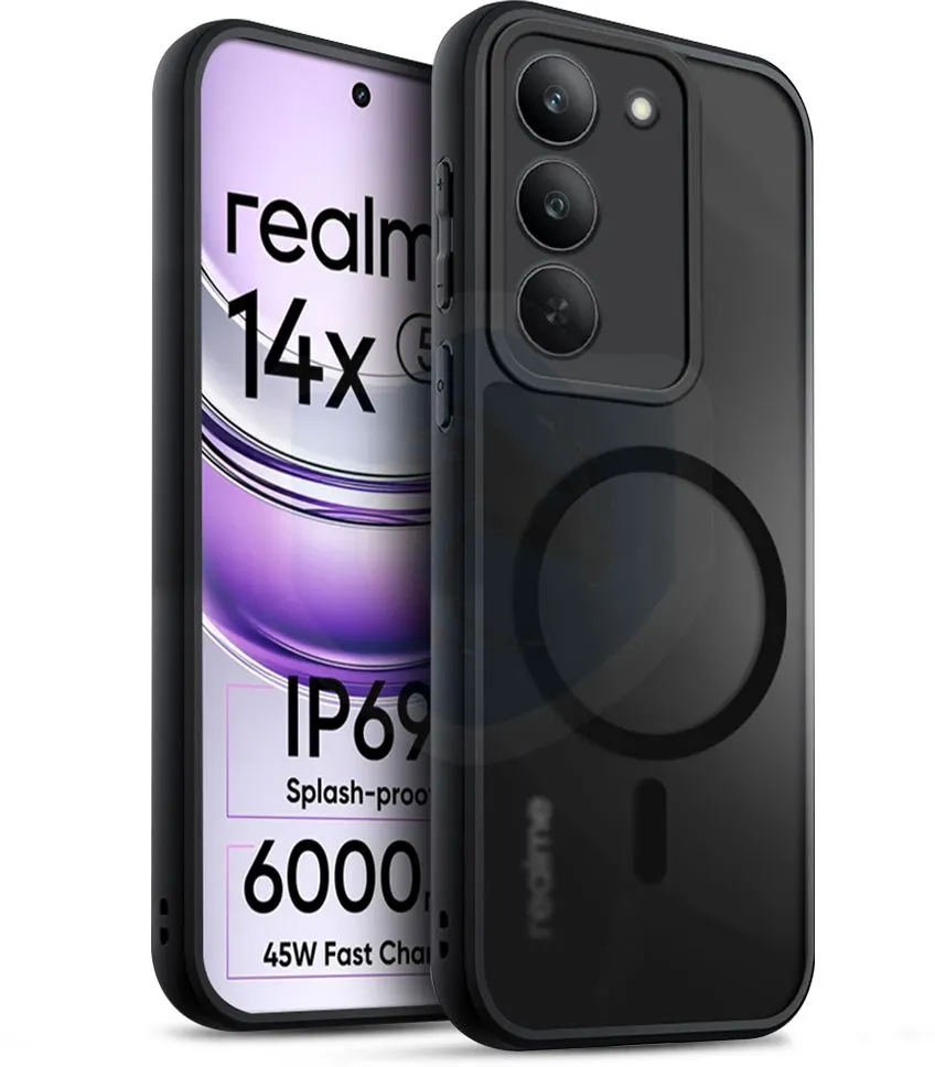 Micvir Back Cover for Realme 14X 5G (Black, Shock Proof, Pack of: 1)