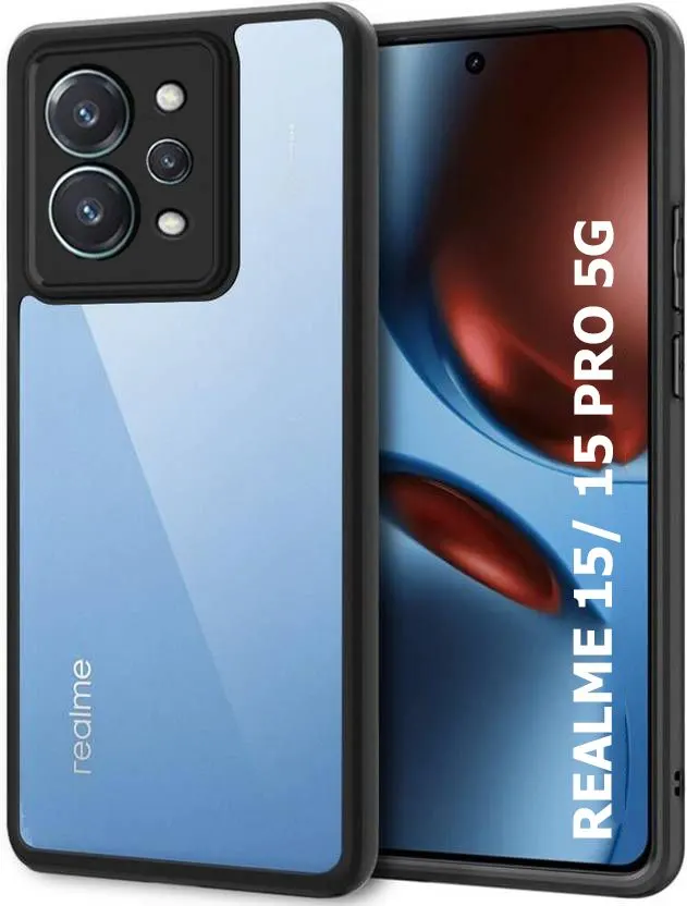 Micvir Back Cover for Realme 15 Pro 5G (Transparent, Black, Shock Proof, Plastic, Silicon, Pack of: 1)