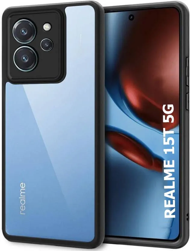 Micvir Back Cover for Realme 15T (Transparent, Black, Shock Proof, Plastic, Silicon, Pack of: 1)