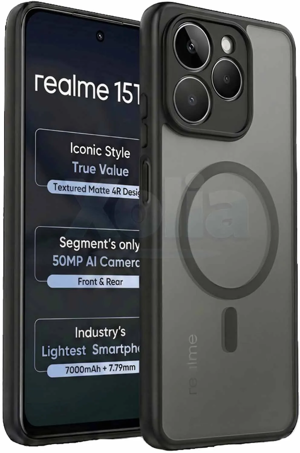 Micvir Back Cover for Realme 15T (Black, Shock Proof, Plastic, Silicon, Pack of: 1)