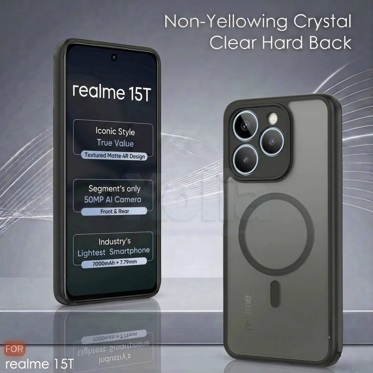 Micvir Back Cover for Realme 15T (Black, Shock Proof, Plastic, Silicon, Pack of: 1) — image 3 of 5