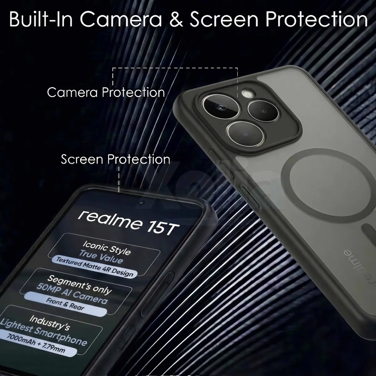 Micvir Back Cover for Realme 15T (Black, Shock Proof, Plastic, Silicon, Pack of: 1) — image 4 of 5