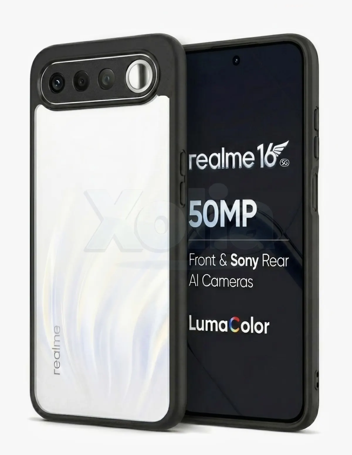 Xolia Back Cover for Realme 16 5G (Transparent, Black, Shock Proof, Plastic, Silicon, Pack of: 1)