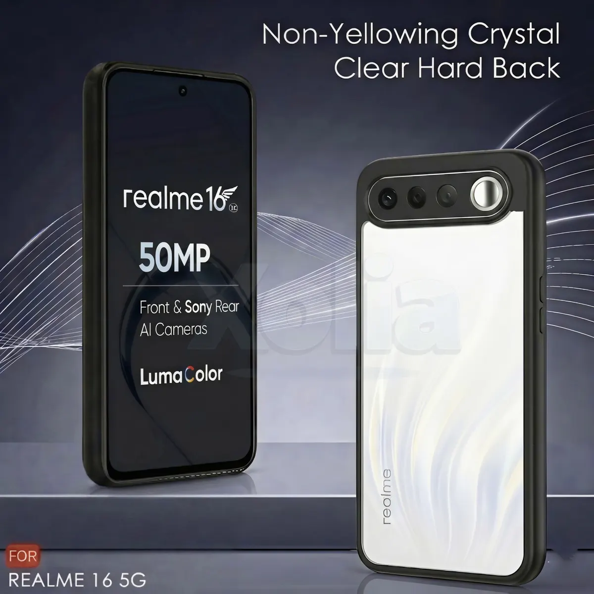 Xolia Back Cover for Realme 16 5G (Transparent, Black, Shock Proof, Plastic, Silicon, Pack of: 1) — image 2 of 4