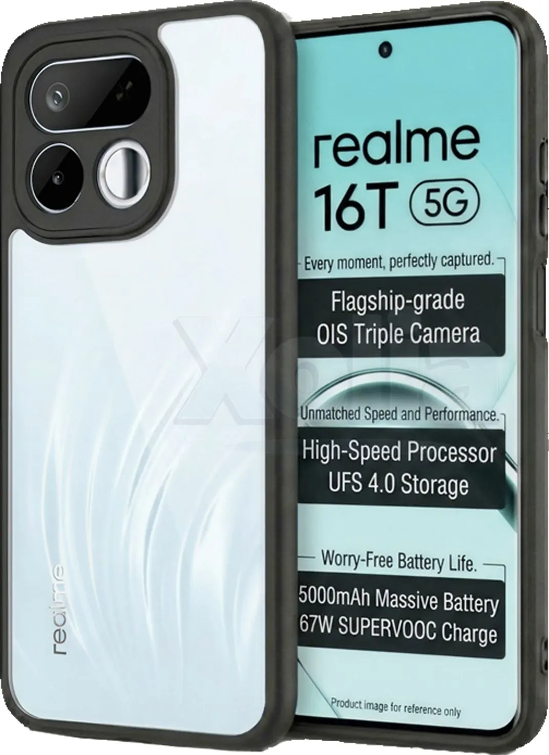 Xolia Back Cover for Realme 16T 5G (Transparent, Black, Shock Proof, Plastic, Silicon, Pack of: 1)